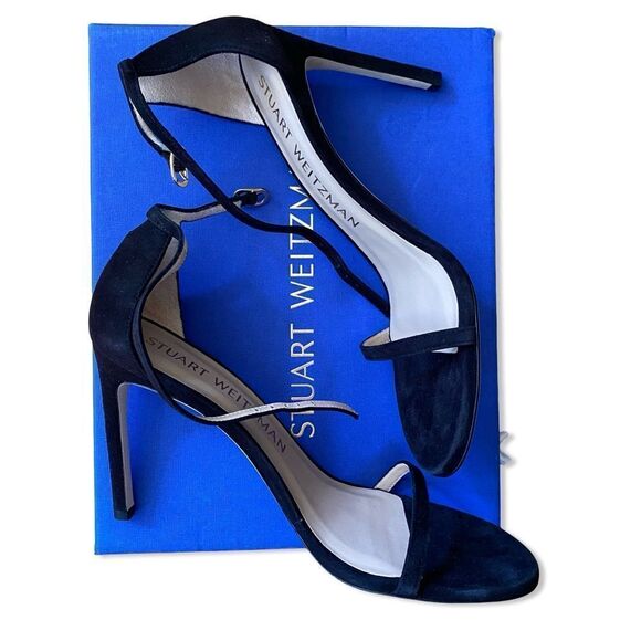Stuart Weitzman Nudistsong high Heels Black Suede shoes strappy Revolve 9.5 - Picture 10 of 12